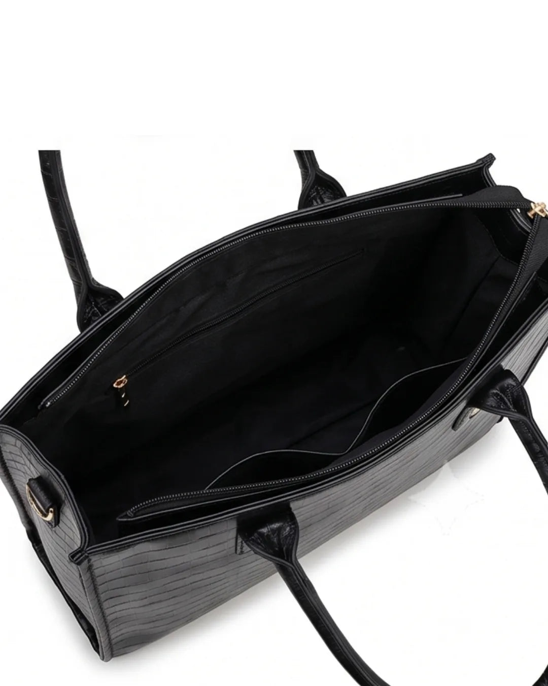 Textured Work Tote Bag - Black