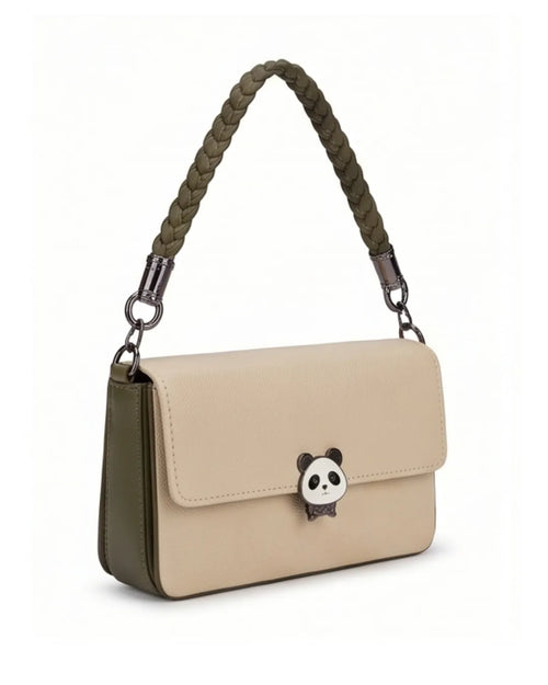 Cute Panda Charm Sling Bag -Beige Green
