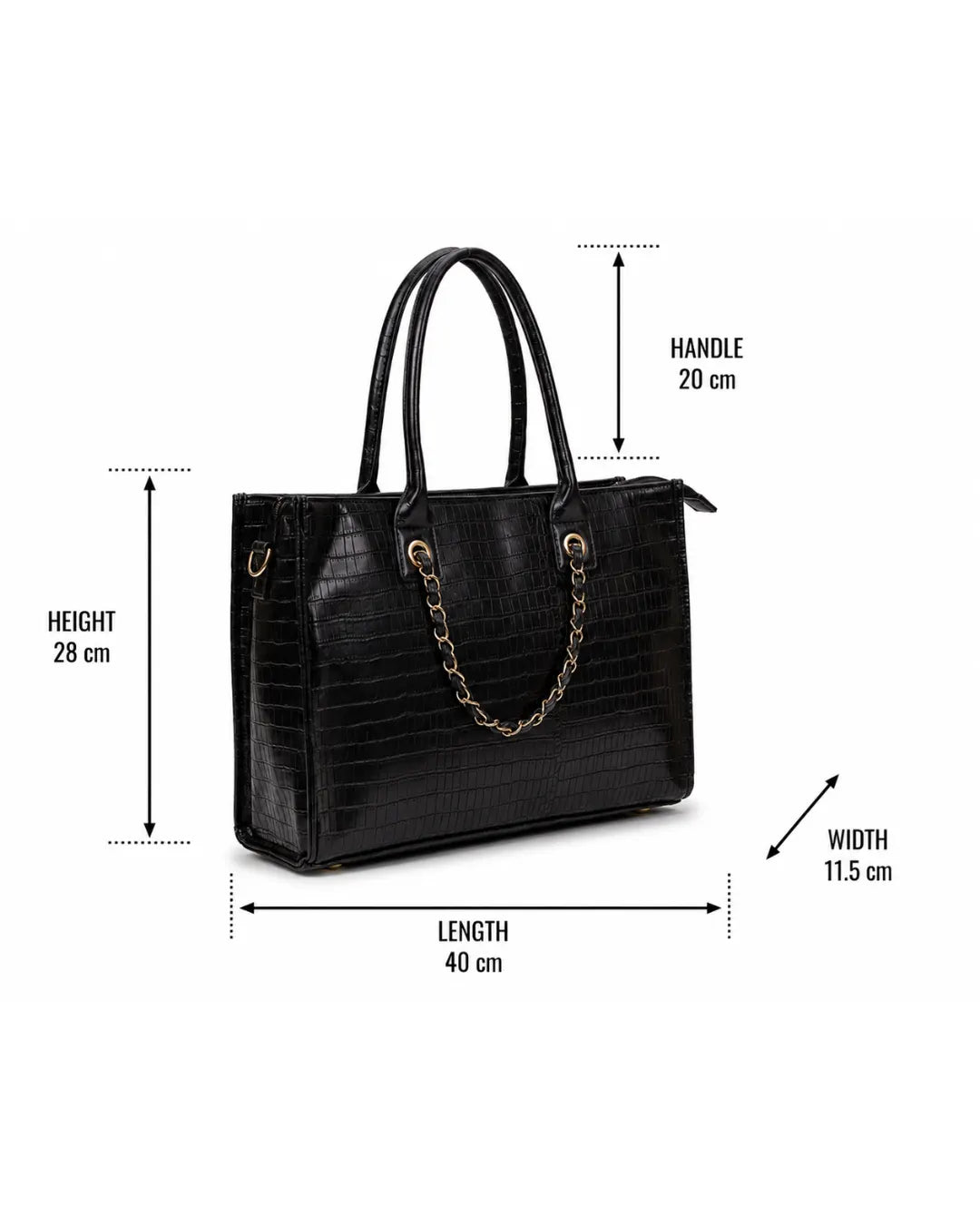 Textured Work Tote Bag - Black