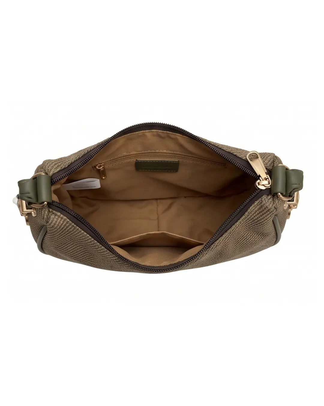 Woven Texture Crescent Bag - Brown & Green