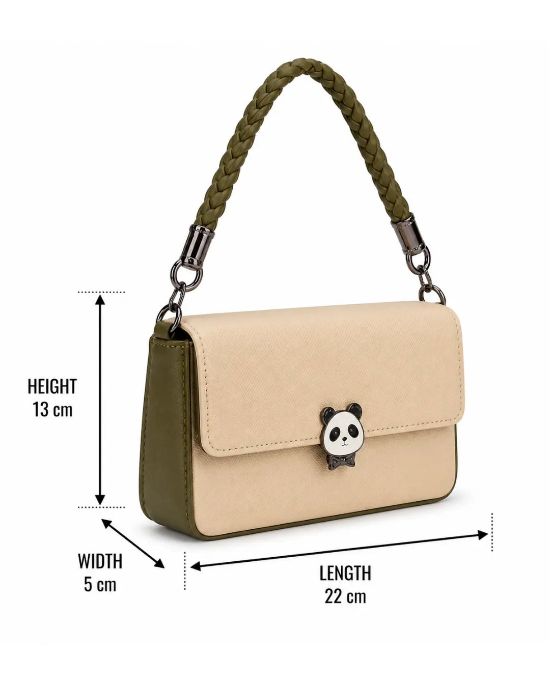 Cute Panda Charm Sling Bag -Beige Green