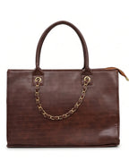Textured Work Tote Bag - Brown