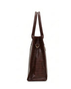 Textured Work Tote Bag - Brown