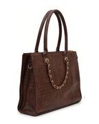 Textured Work Tote Bag - Brown