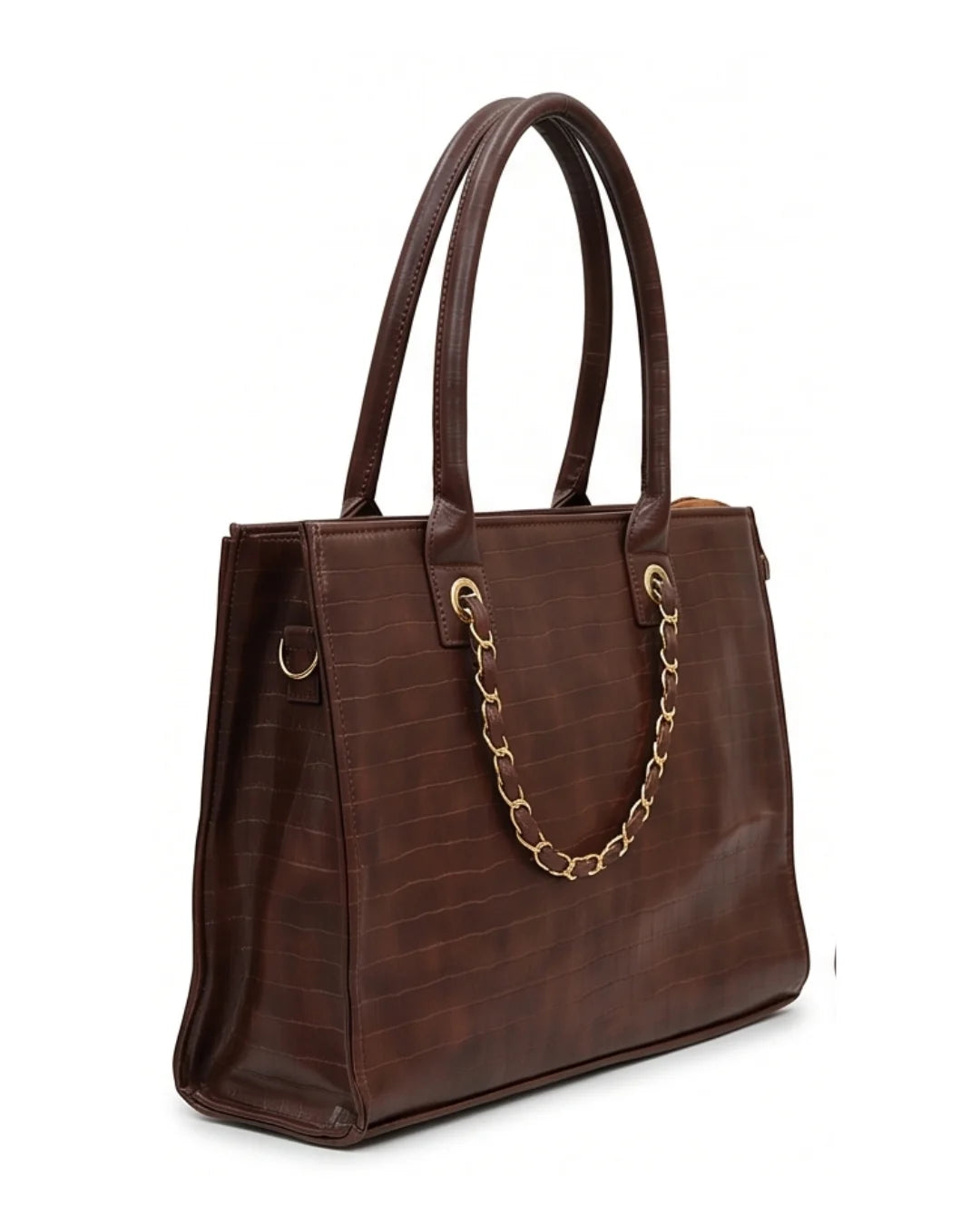 Textured Work Tote Bag - Brown