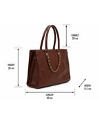 Textured Work Tote Bag - Brown