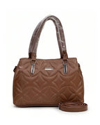 Statement Quilted Brown Satchel Bag
