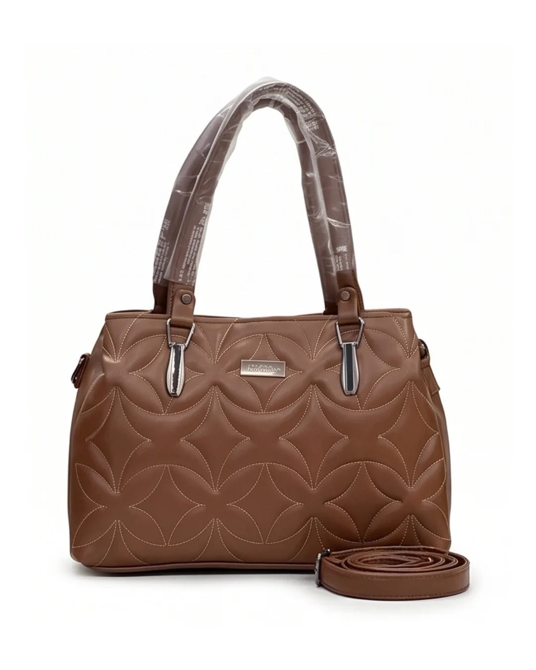 Statement Quilted Brown Satchel Bag