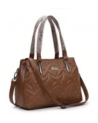 Statement Quilted Brown Satchel Bag