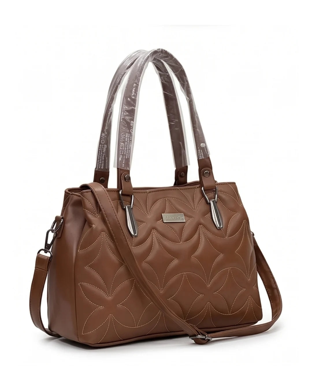 Statement Quilted Brown Satchel Bag