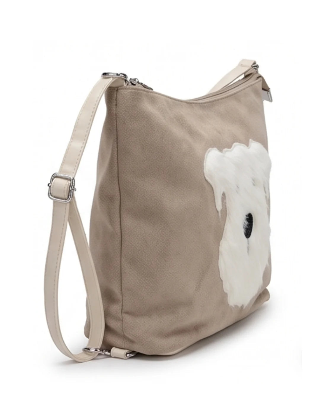 Dog Applique Hobo Bag - Quirky Fashion - Blush Pink
