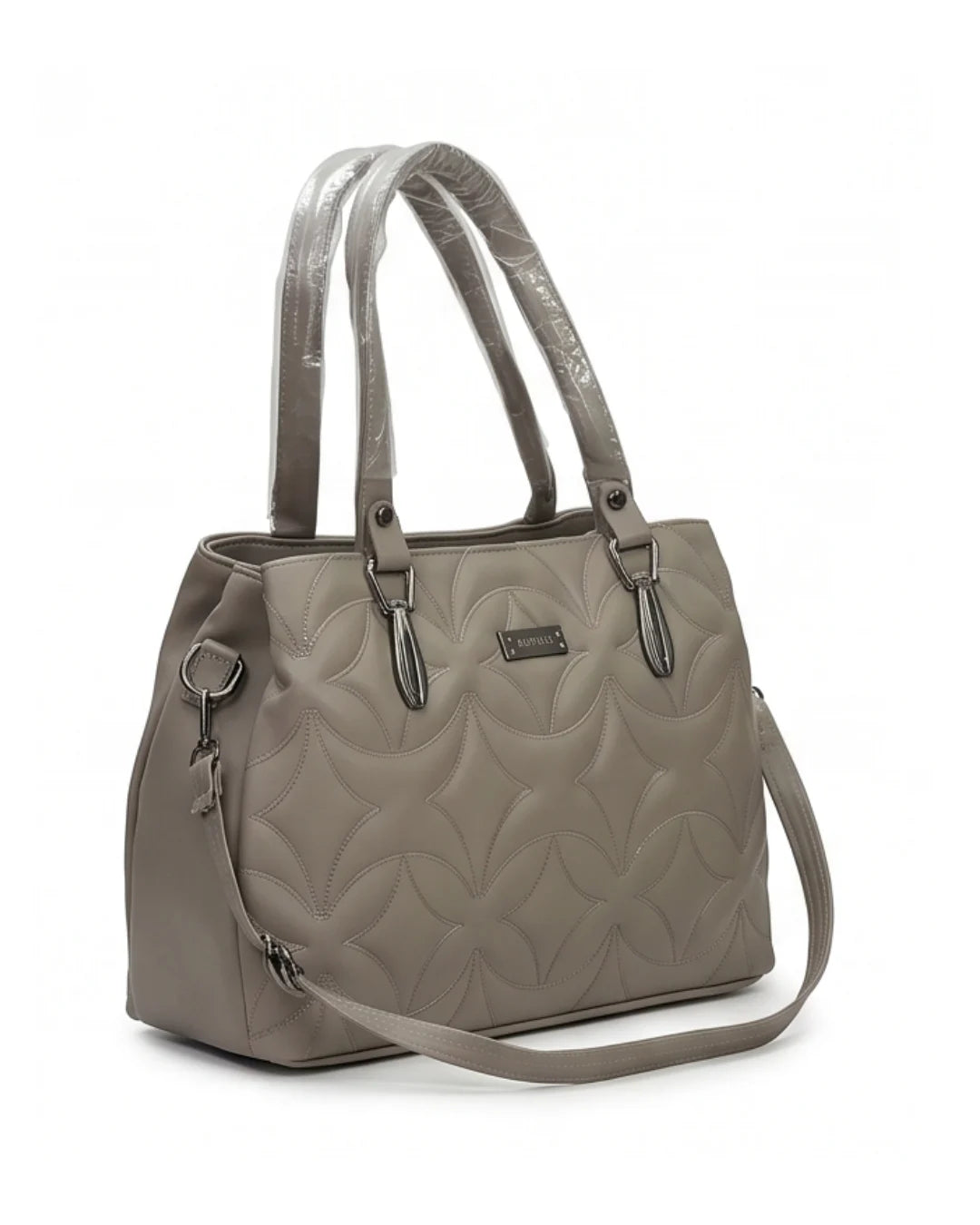 Statement Quilted Grey Satchel Bag