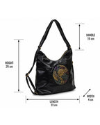Ethnic Motif Soft Hobo Bag - Black