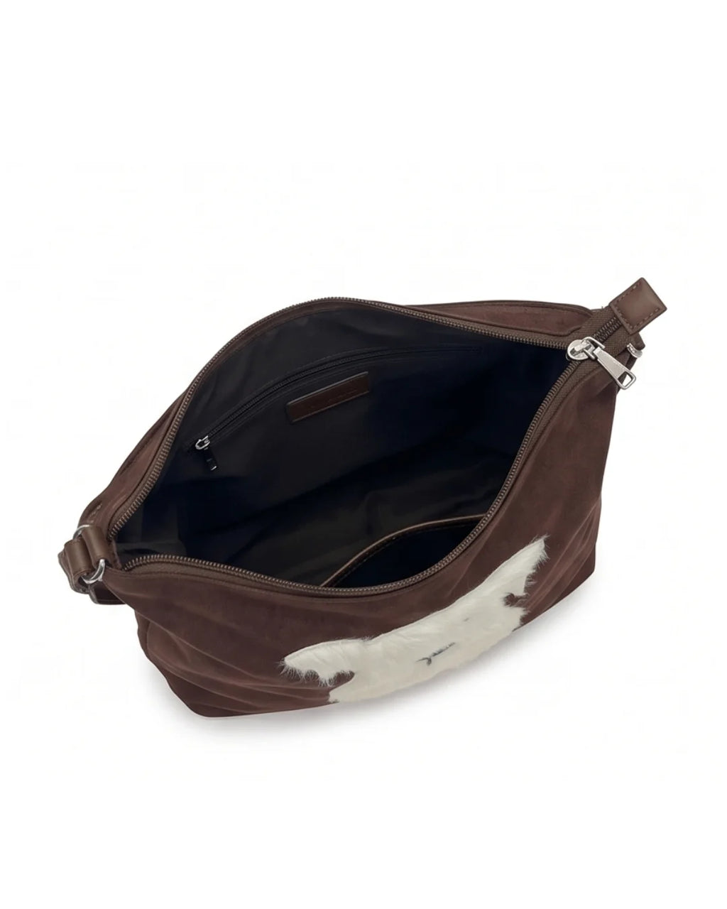 Dog Applique Hobo Bag - Quirky Fashion - Brown