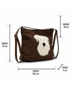 Dog Applique Hobo Bag - Quirky Fashion - Brown