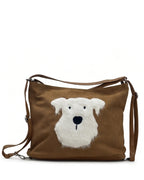 Dog Applique Hobo Bag - Quirky Fashion - Khaki