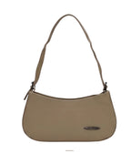 Beige handbag with a strap on a white background