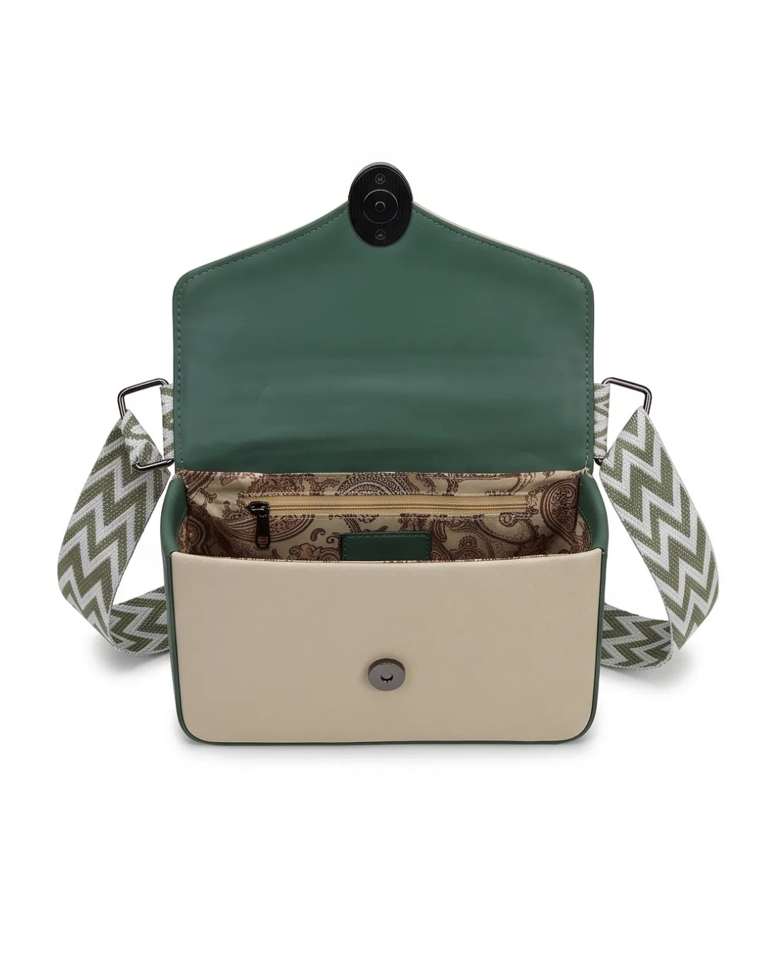 Classic Chevron Strap Sling Bag- Green