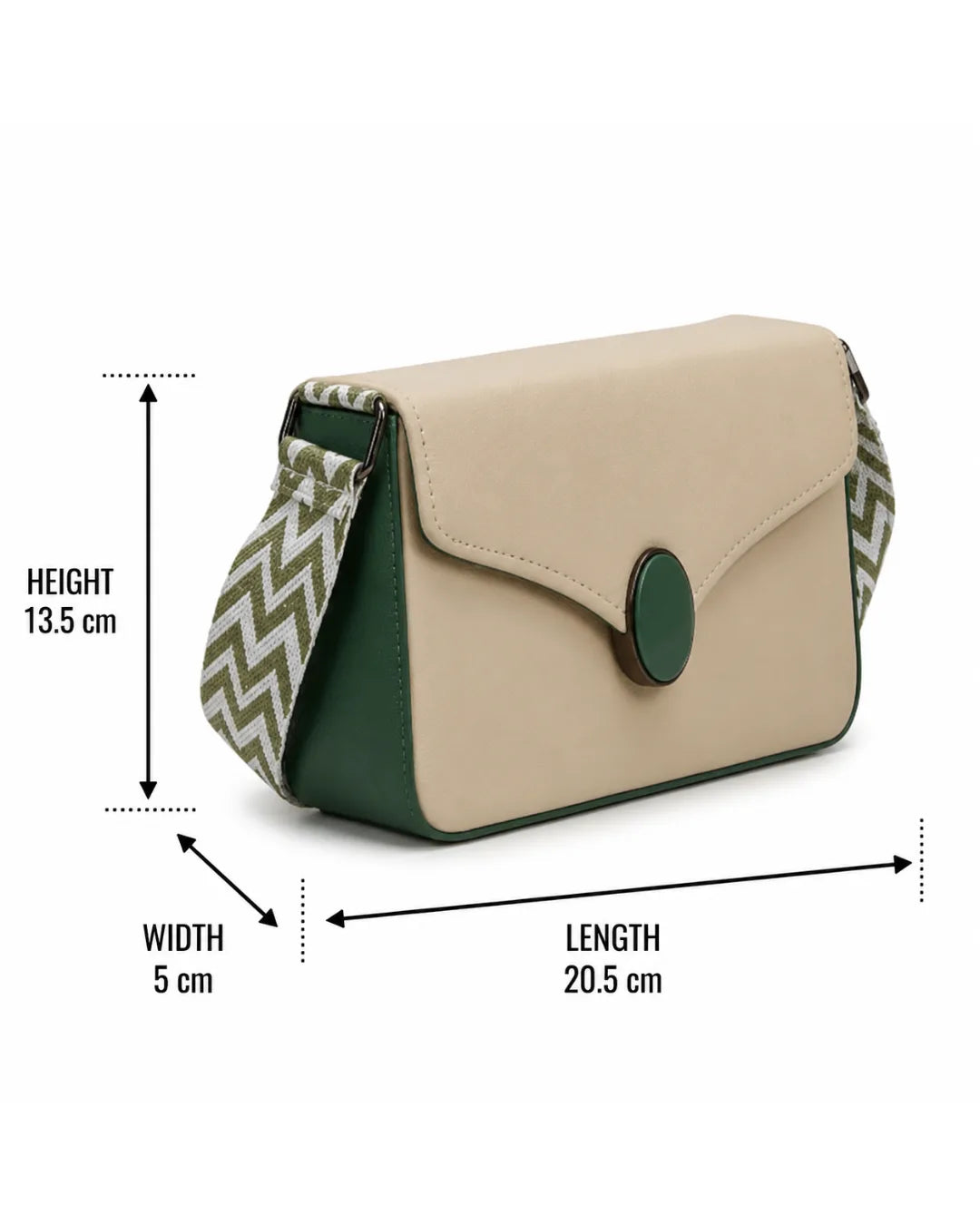 Classic Chevron Strap Sling Bag- Green