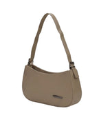 Beige handbag with a shoulder strap on a white background