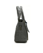 Gray backpack with a strap on a white background
