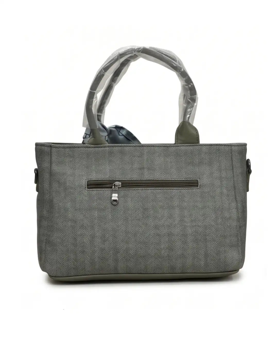Aesthetic Herringbone Satchel Bag-Grey