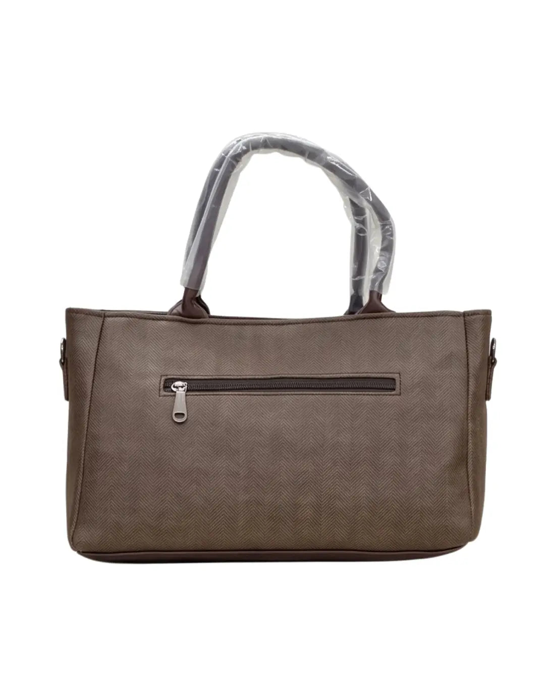 Aesthetic Herringbone Satchel Bag-Brown-3
