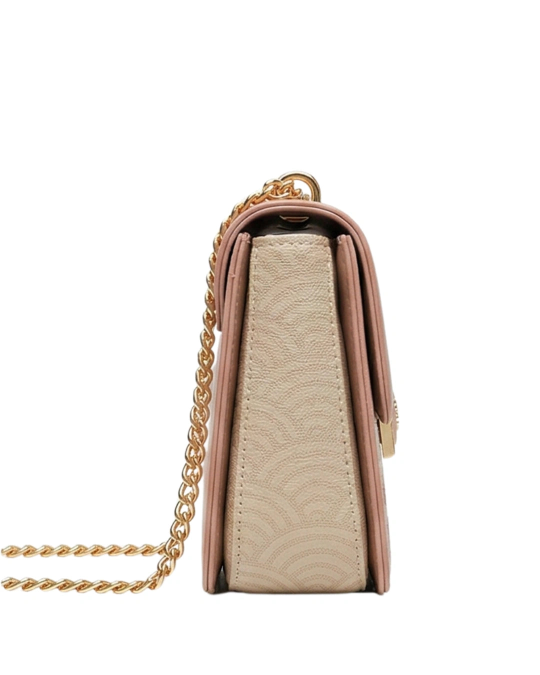 Beautiful blush pink embroidered luxury bag and flap sling bag with gold chain
