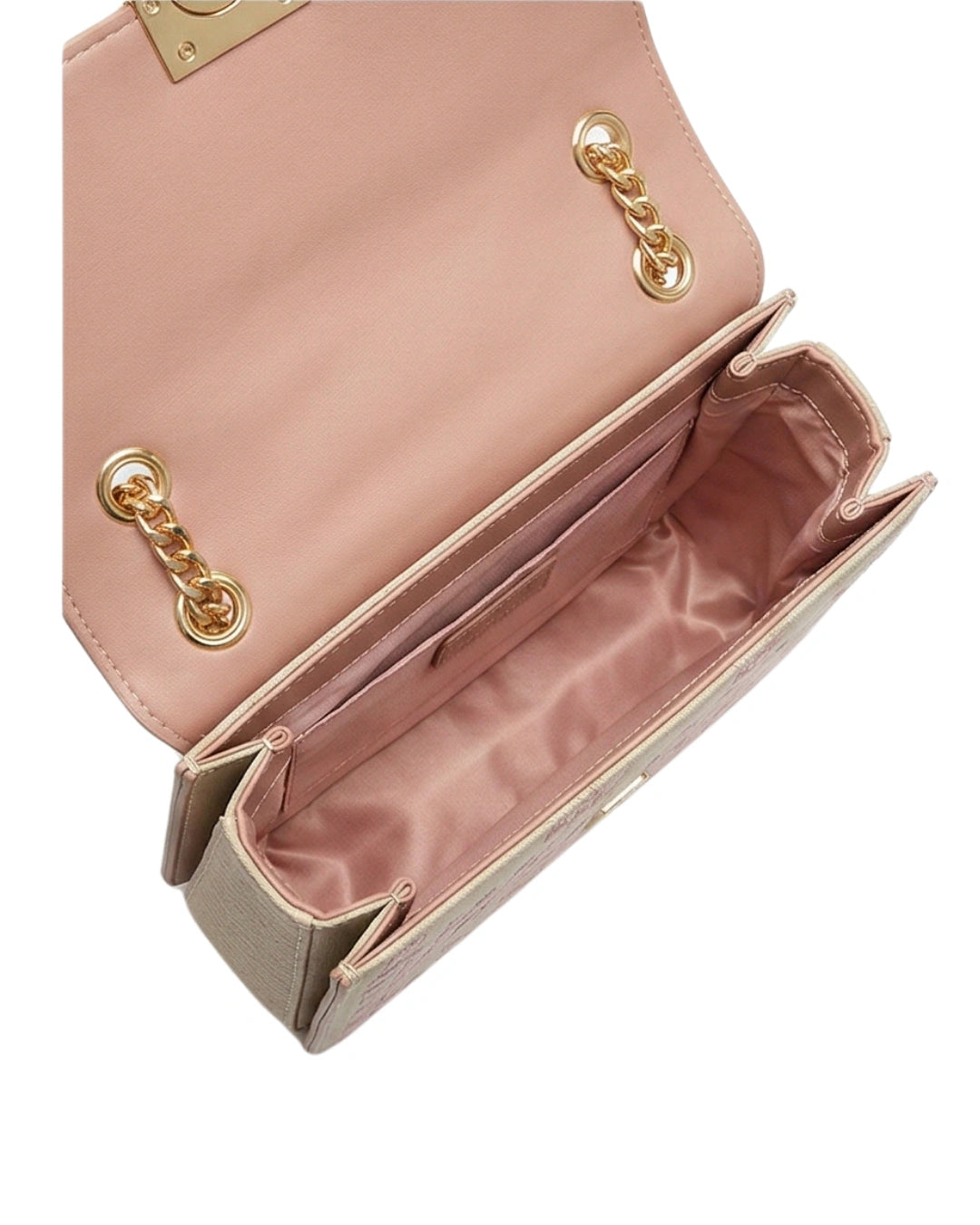 Beautiful blush pink embroidered luxury bag and flap sling bag with gold chain
