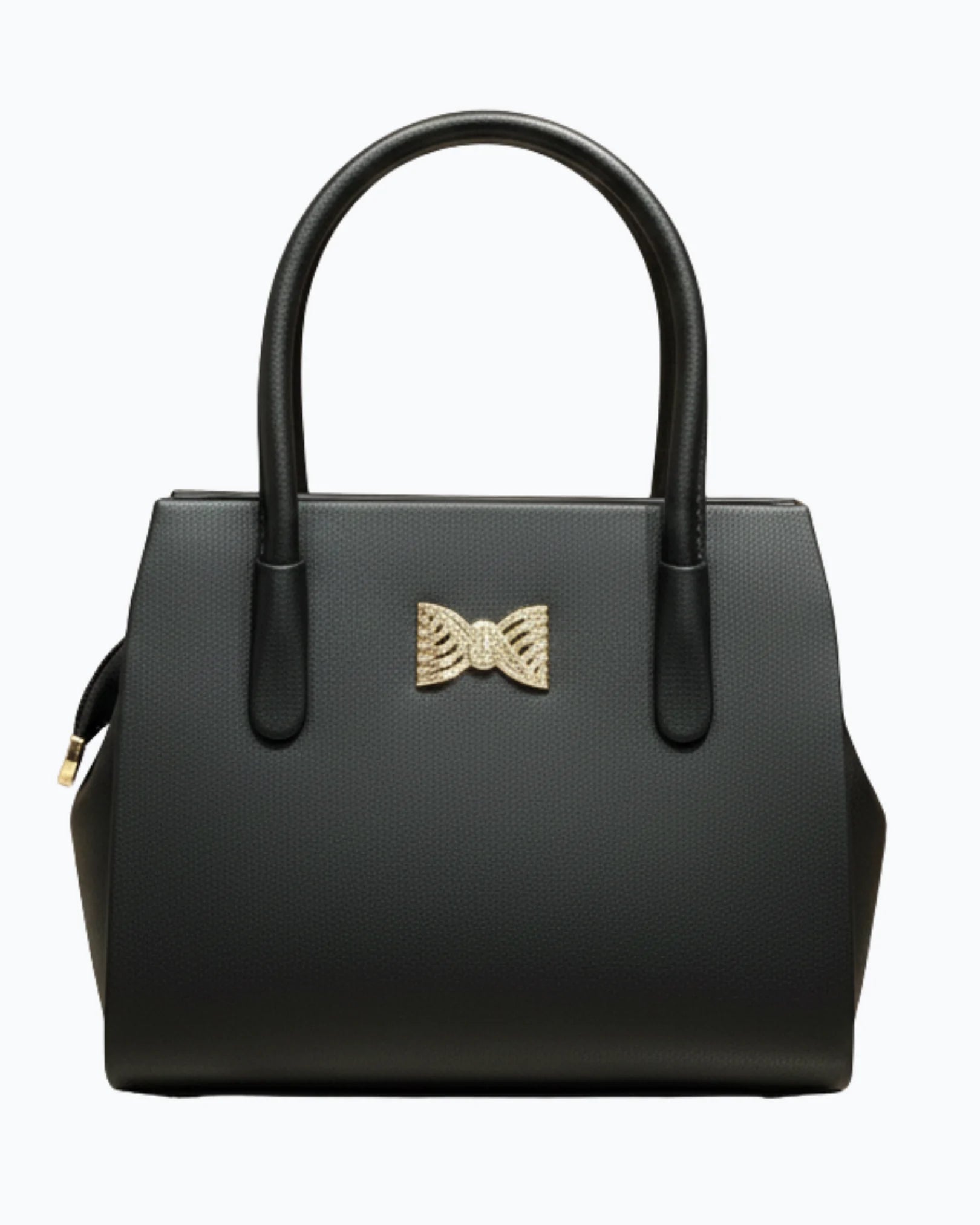 Black Handbag Double Handle Bow Lora Halle