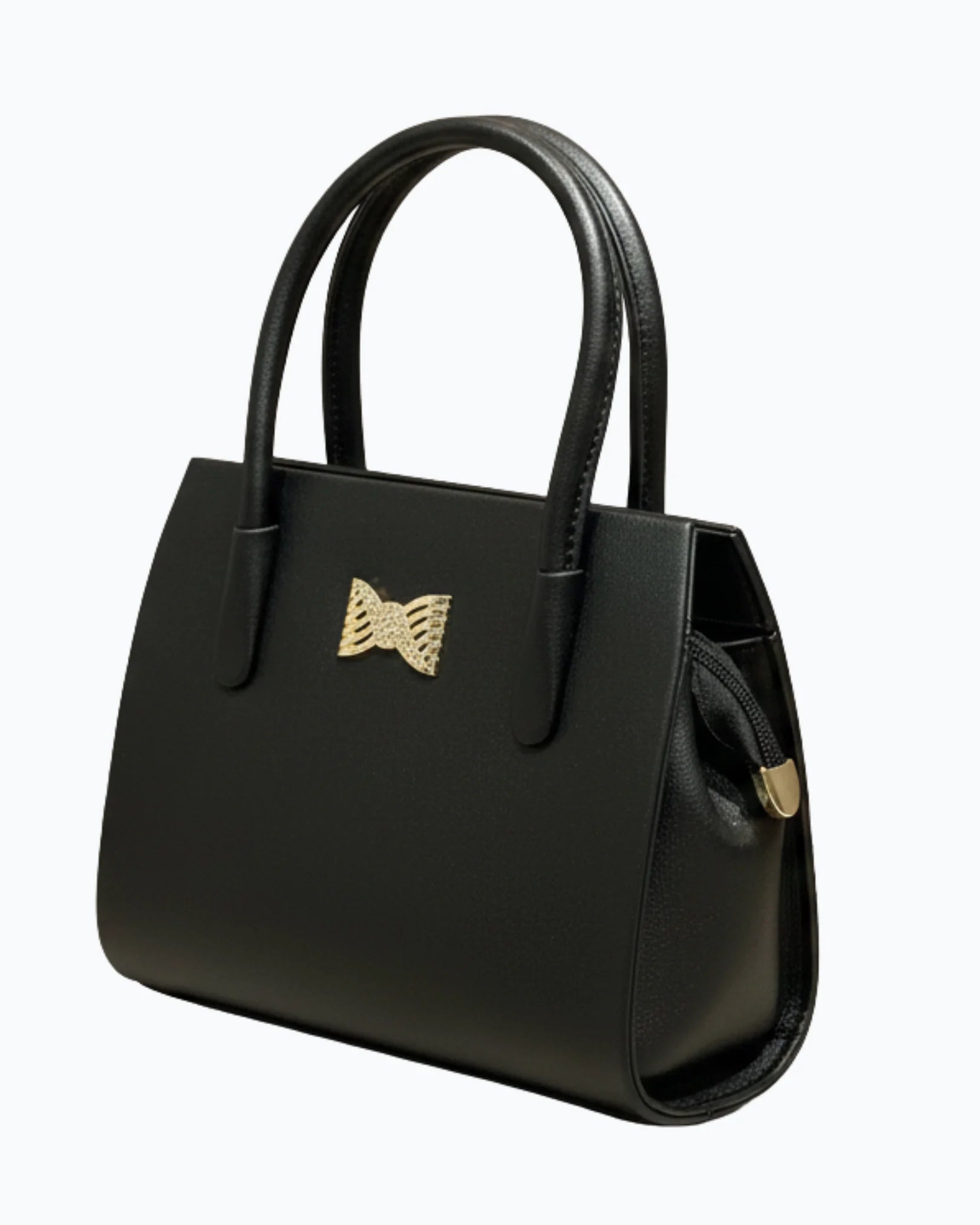 Black Handbag Double Handle Bow Lora Halle
