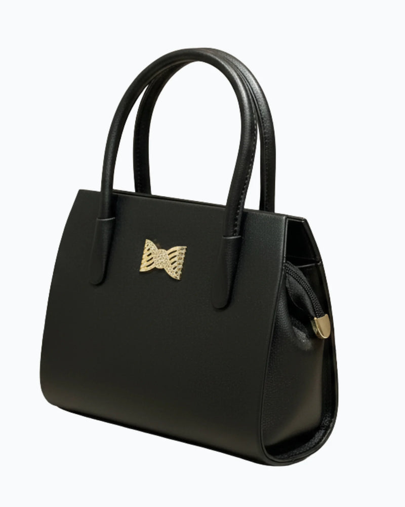 Black Handbag Double Handle Bow Lora Halle
