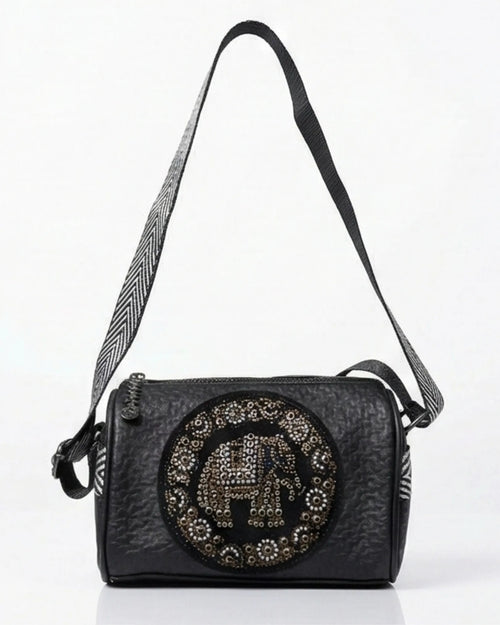 Black Sling Bag For Women Rhinestone Elephant Lora Halle