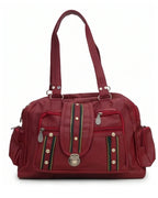 Chic multi-utility faux leather satchel bag with multiple compartments for everyday use.
