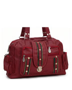 Chic multi-utility faux leather satchel bag with multiple compartments for everyday use - 2