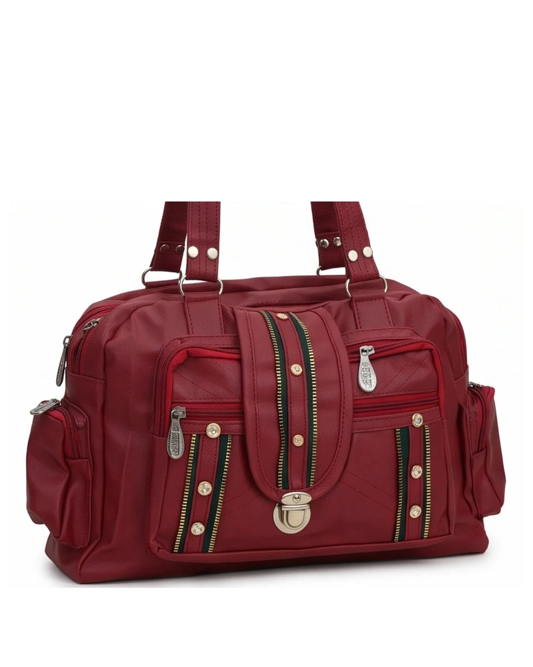 Chic multi-utility faux leather satchel bag with multiple compartments for everyday use - 2
