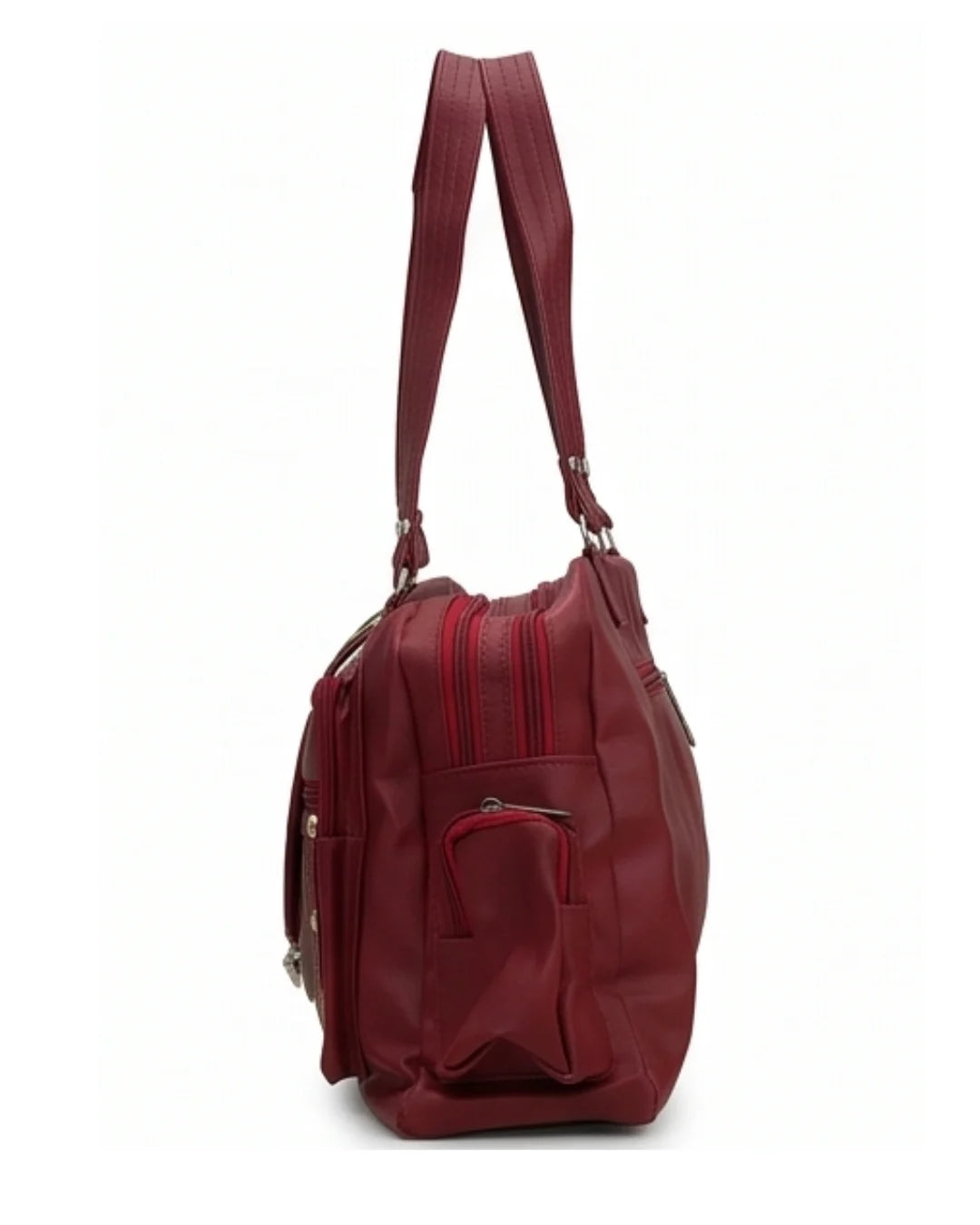 Chic multi-utility faux leather satchel bag with multiple compartments for everyday use -3