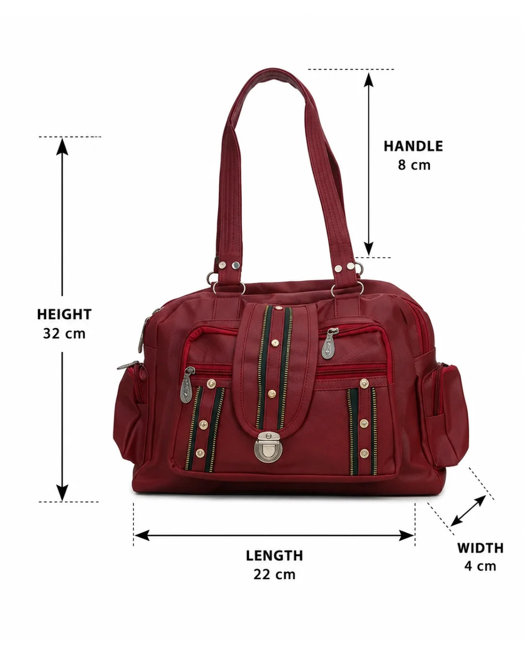 Chic multi-utility faux leather satchel bag with multiple compartments for everyday use -7