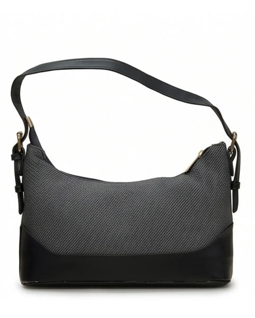 Gray and black handbag on a white background