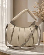 Dual-Tone Paneled Crescent Bag
