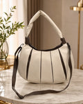 Dual-Tone Paneled Crescent Bag