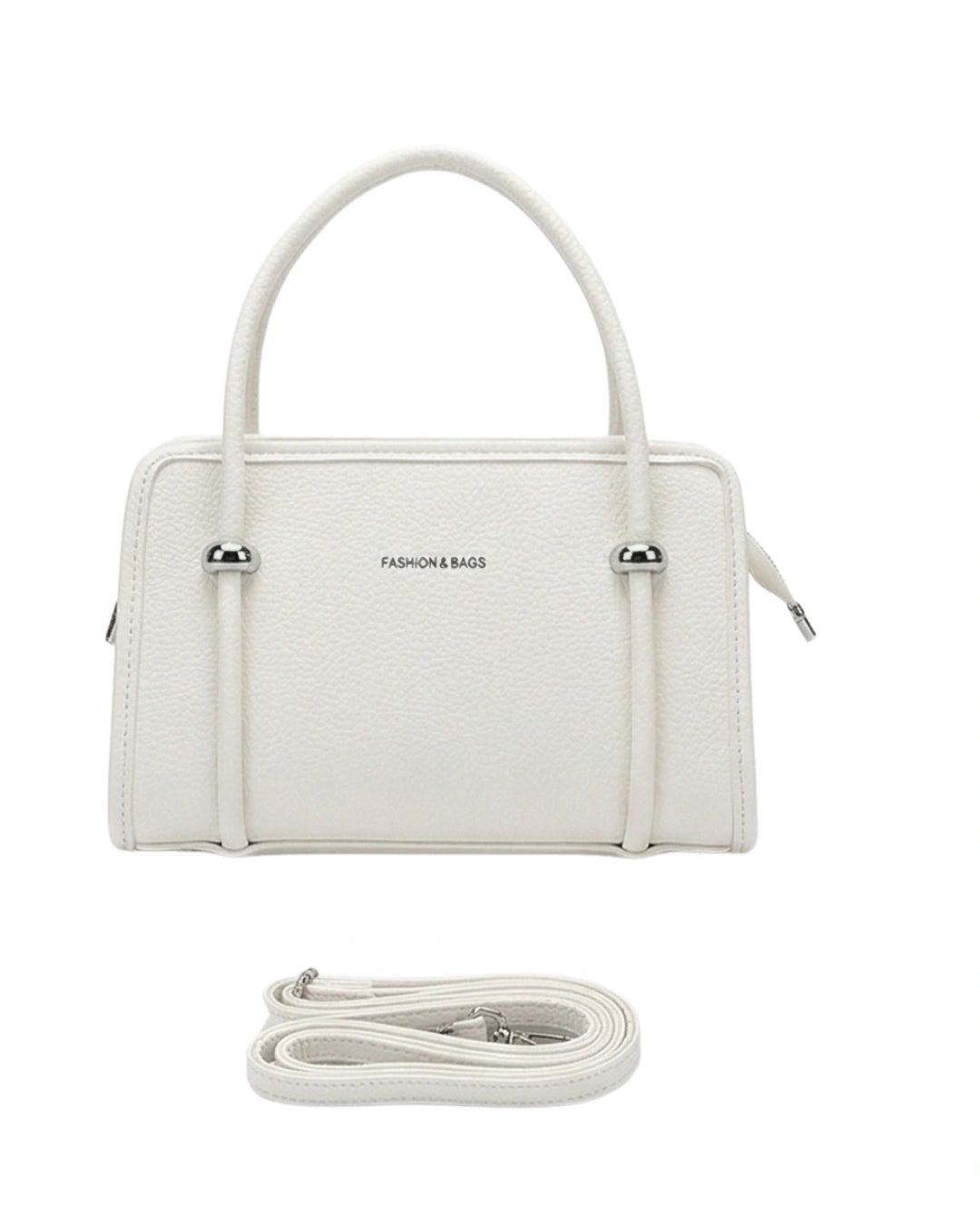 Elegant white tote bag for women and stylish white office bag with structured top handles
