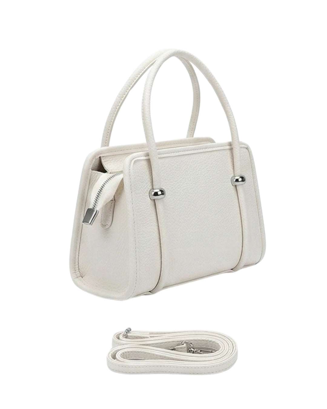 Elegant white tote bag for women and stylish white office bag with structured top handles