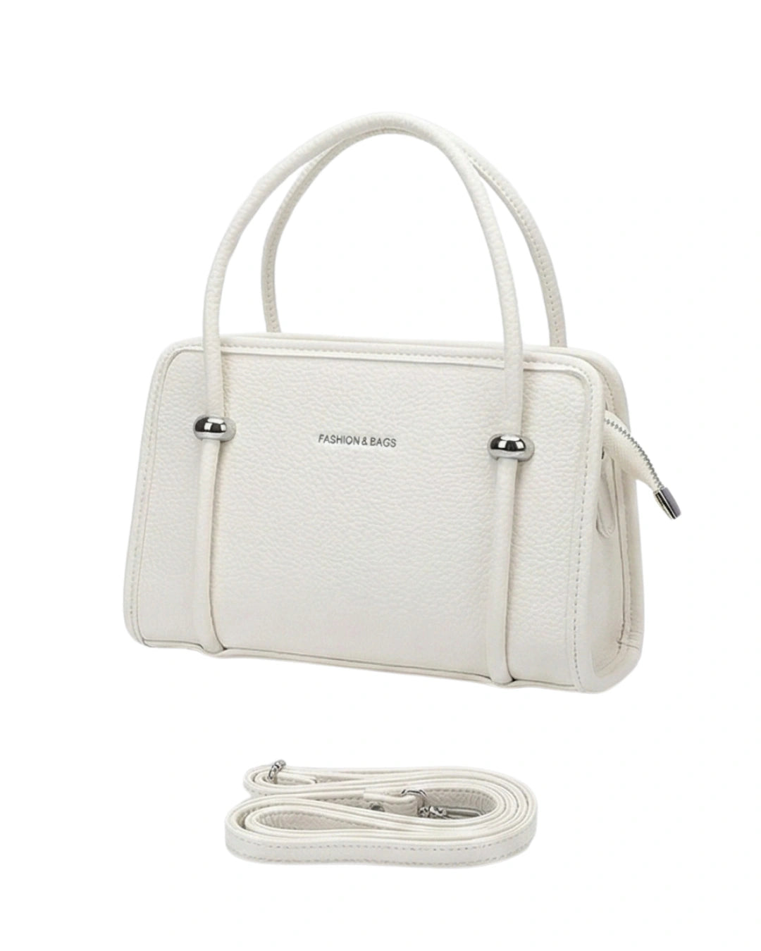 Elegant white tote bag for women and stylish white office bag with structured top handles