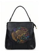 Embossed Ethnic Motif Satchel - Black
