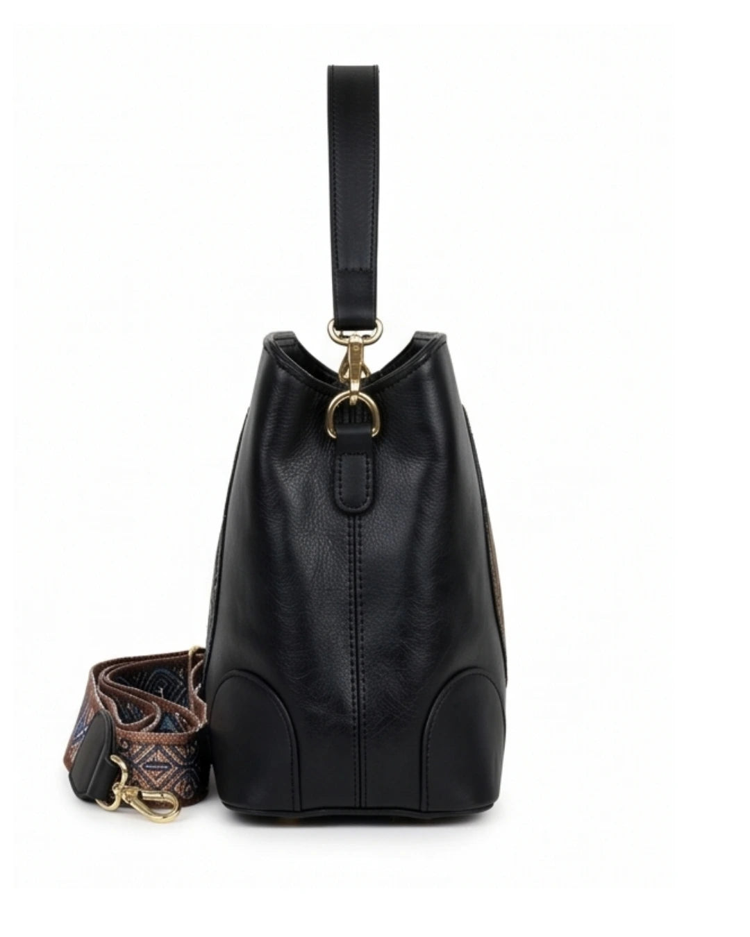 Embossed Ethnic Motif Satchel - Black 3