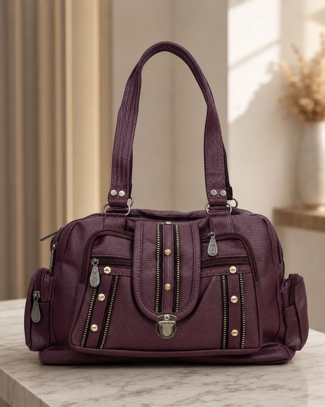 Everyday Utility Satchel Bag - Burgundy