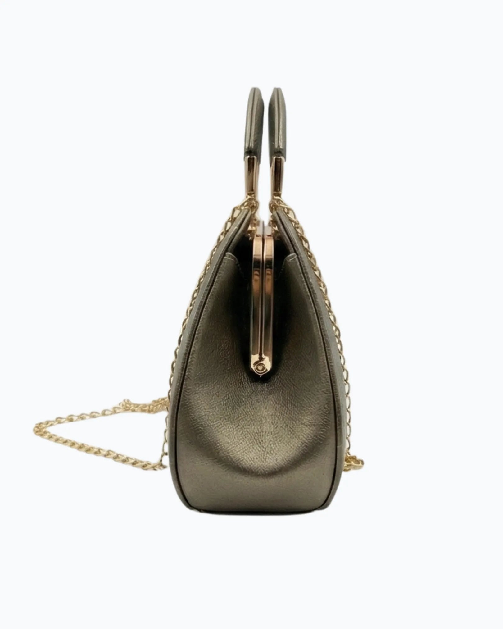 Golden Clutch Bag Metallic Bow Emblem Lora Halle
