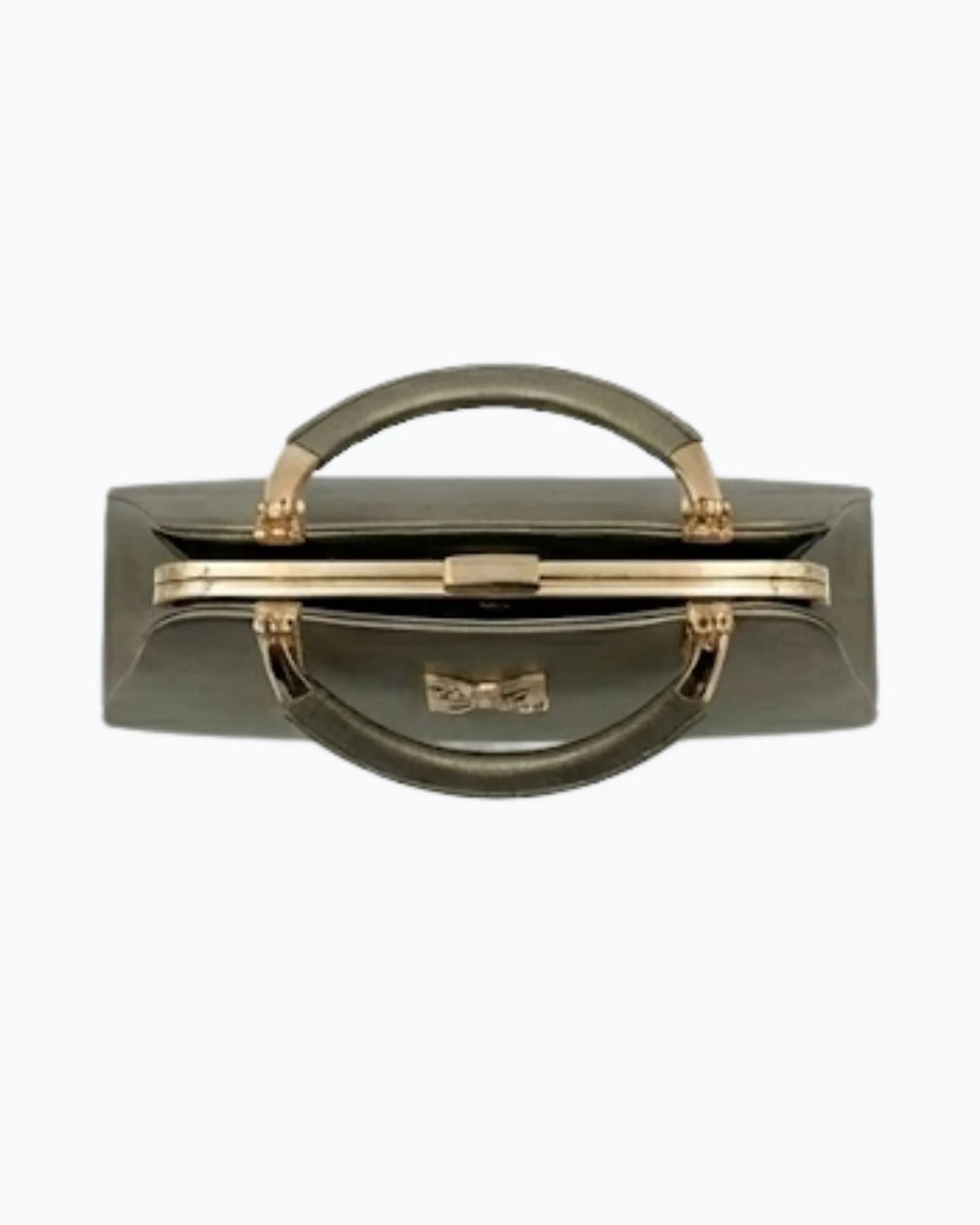 Golden Clutch Bag Metallic Bow Emblem Lora Halle
