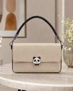 Cute Panda Charm Sling Bag -Beige Black